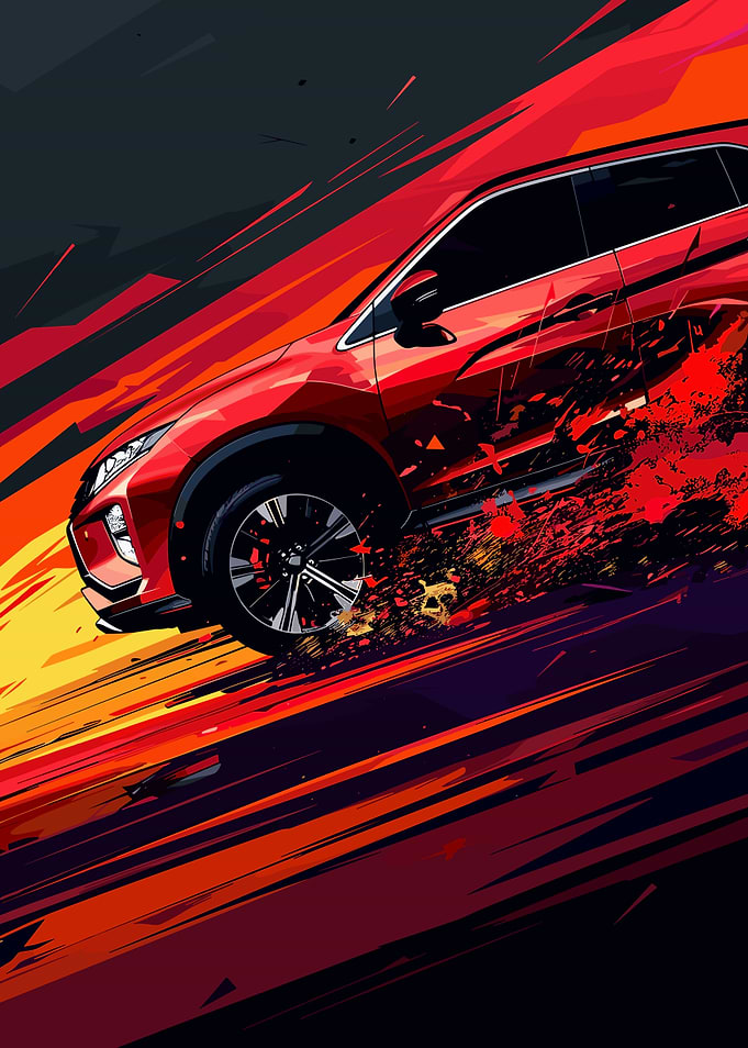 Red Car Abstract Speed Illustration