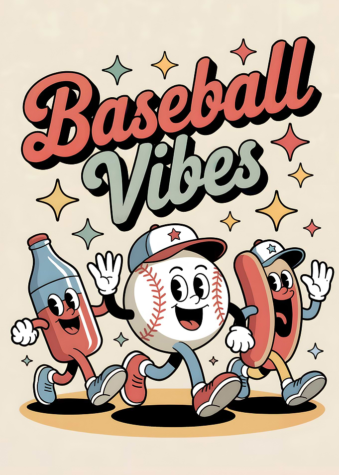 Baseball Vibes Cartoon