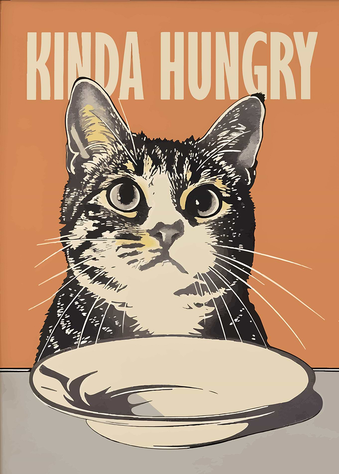 Kinda Hungry Cat Art