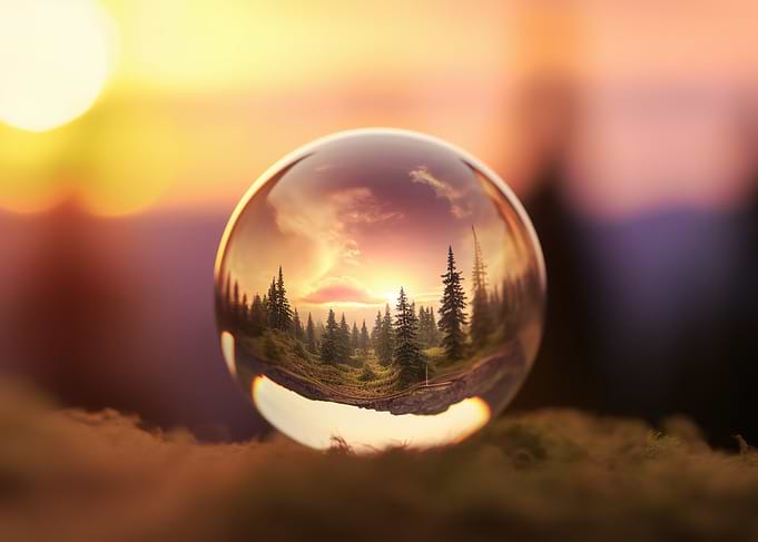 Sunset Forest in Crystal Ball
