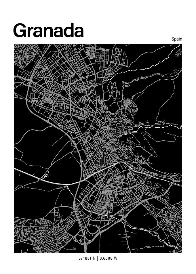 Granada Black and White Map