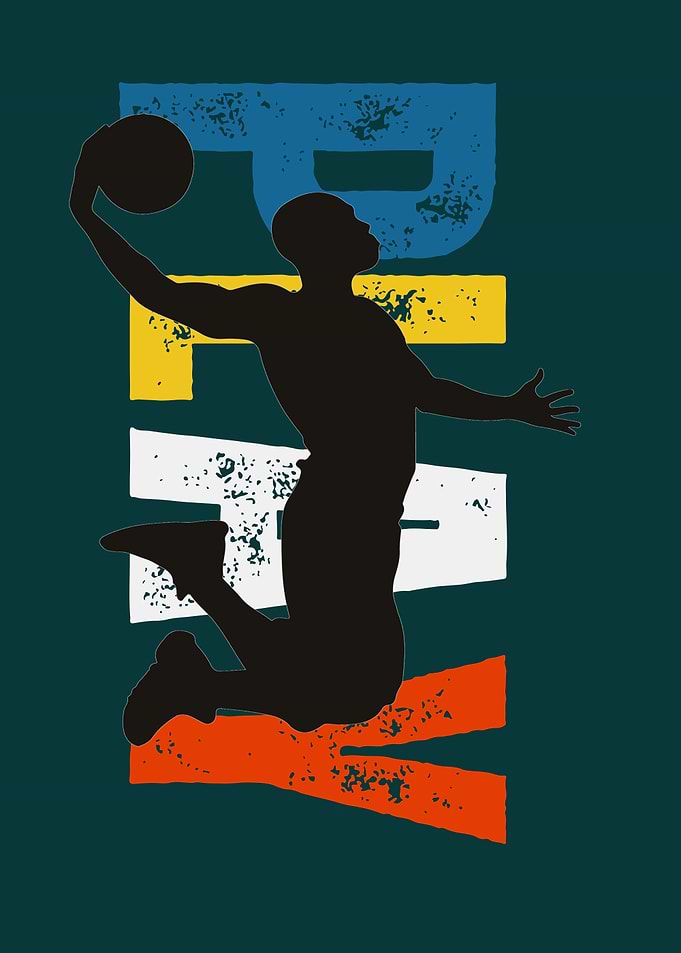 Basketball Player Dunk Silhouette Art