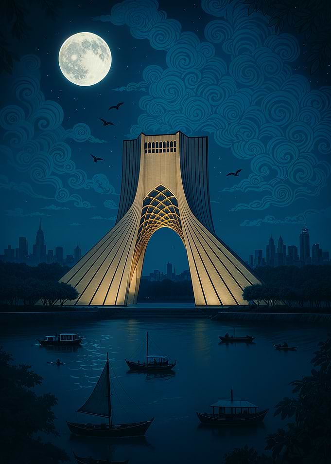 Azadi Tower by Moonlight