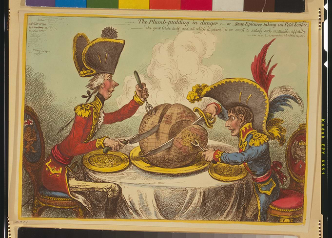 The Plumb-pudding in danger political cartoon