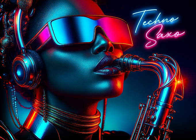 Techno Saxo Neon Portrait