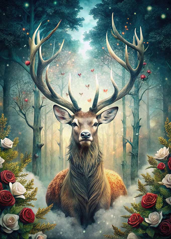 Majestic Deer in Enchanted Forest