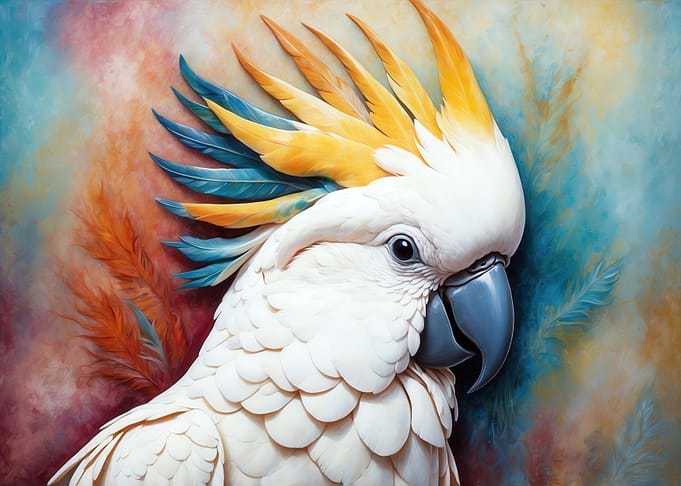 Elegant Cockatoo Portrait with Colorful Feathers