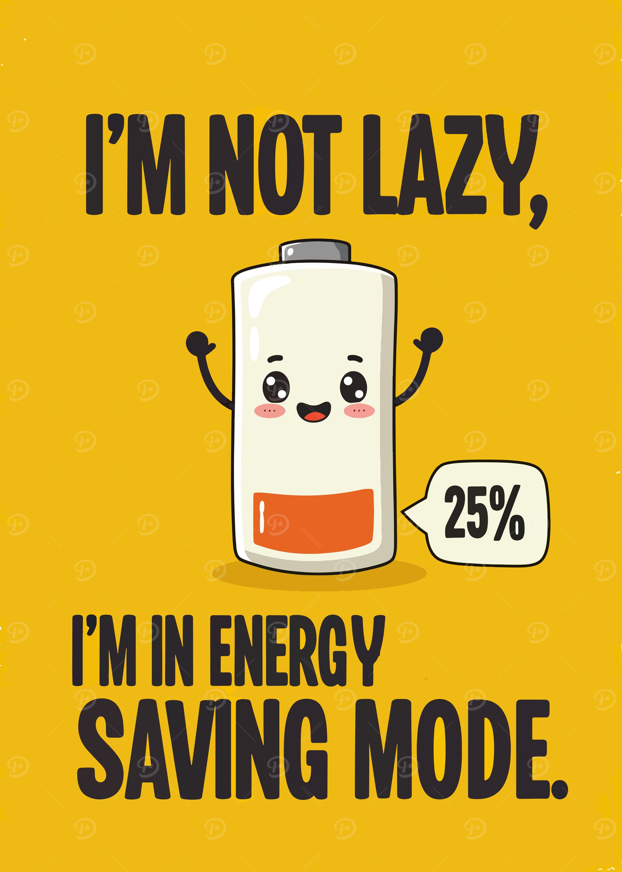 Energy Saving Mode Funny Cartoon