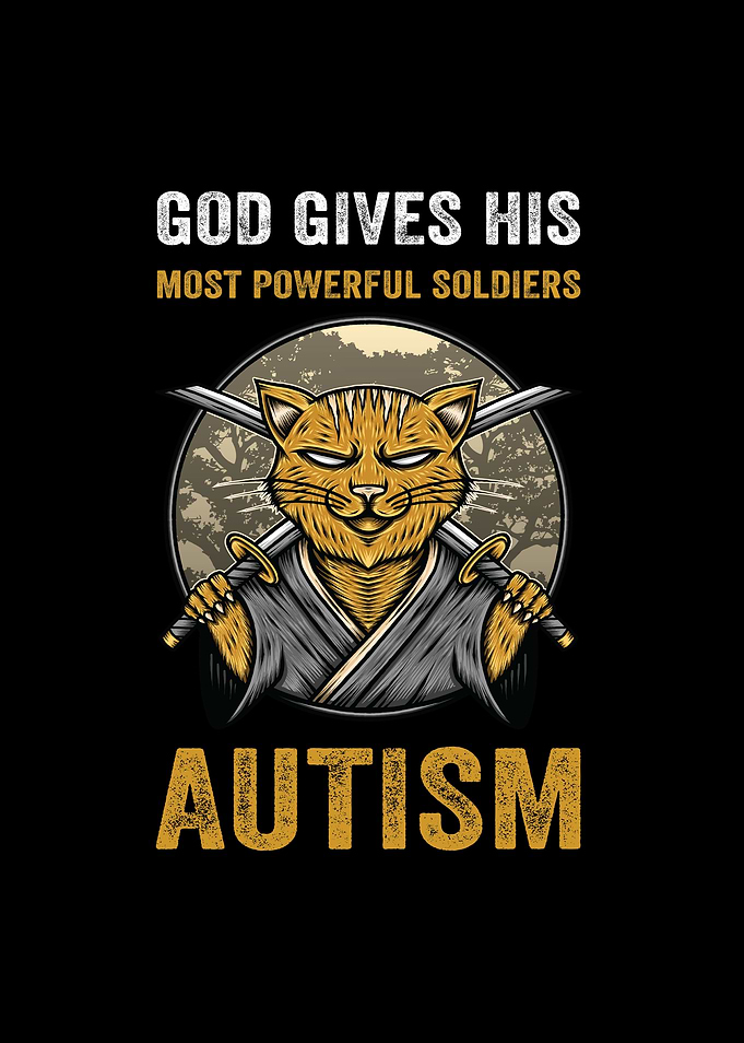 Autism Awareness Cat Fighter Illustration
