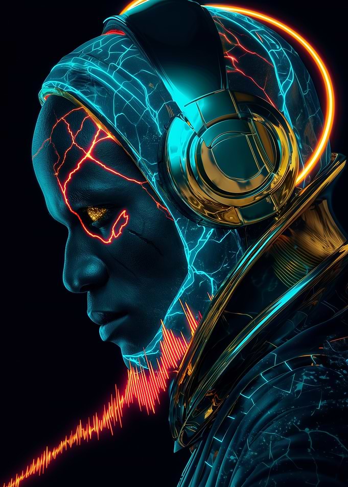 Cyberpunk Music Avatar with Headphones