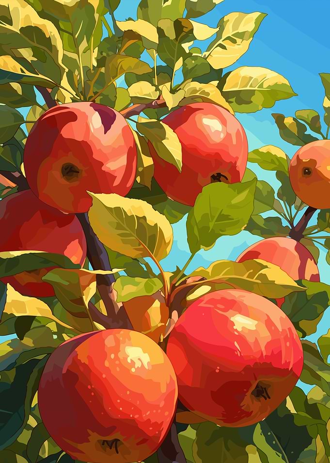 Red Apples on Tree Branch
