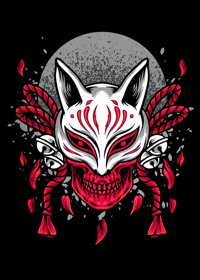 Fox Mask Skull with Bells