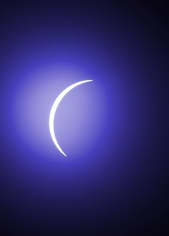 Crescent Moon on Blue Background