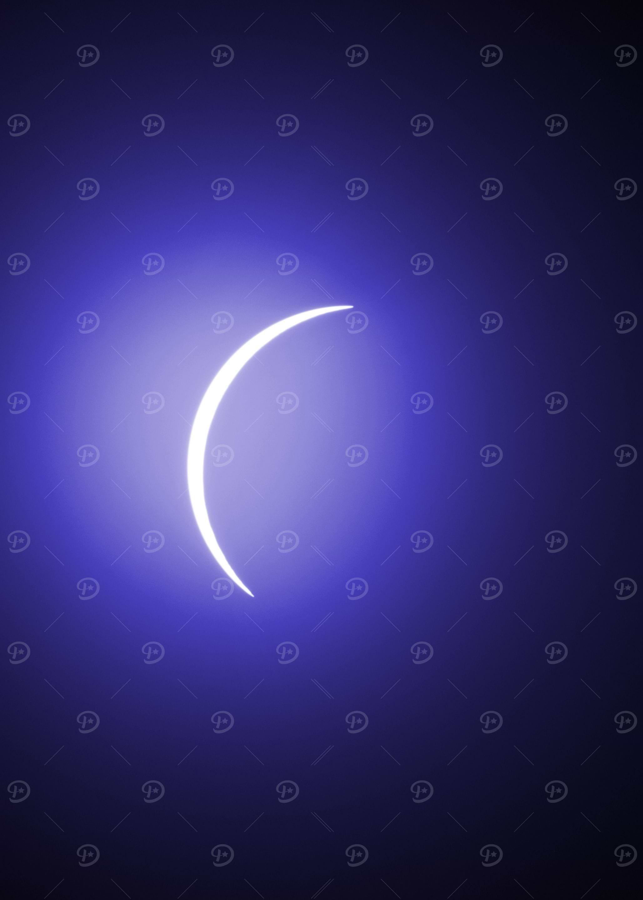 Crescent Moon on Blue Background