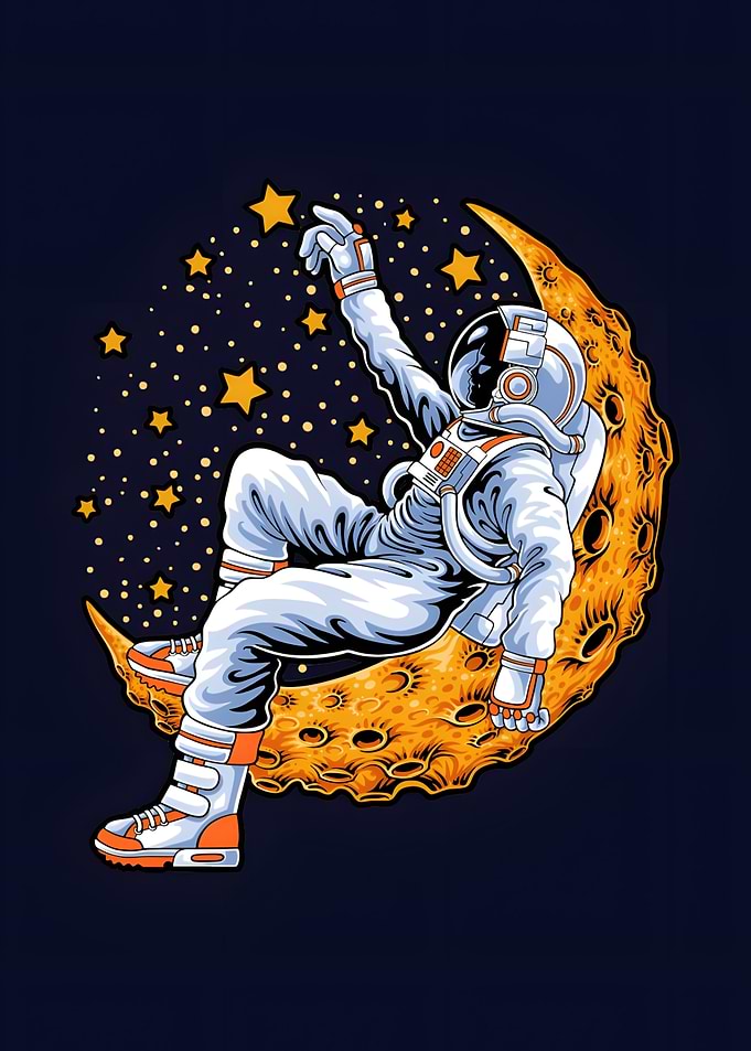 Astronaut on the Moon Illustration