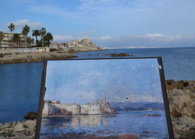 Coastal Painting Display by the Sea