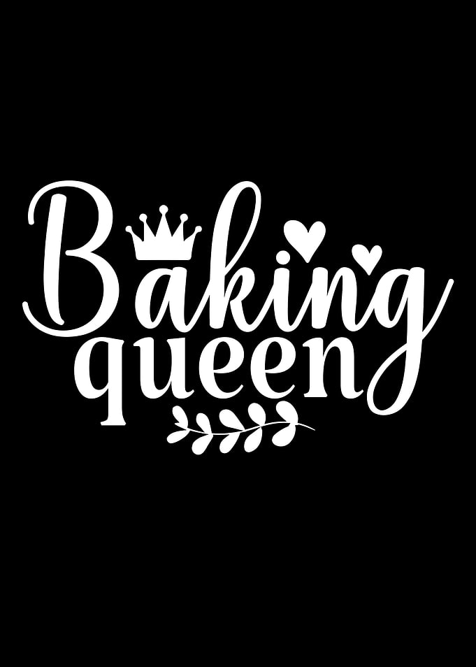 Baking Queen White Text on Black
