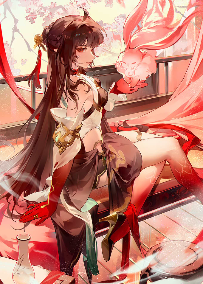 Girl with Rabbit Digital Art
