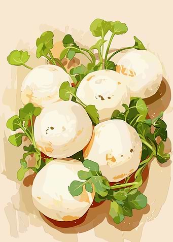 Turnips and Watercress Still Life