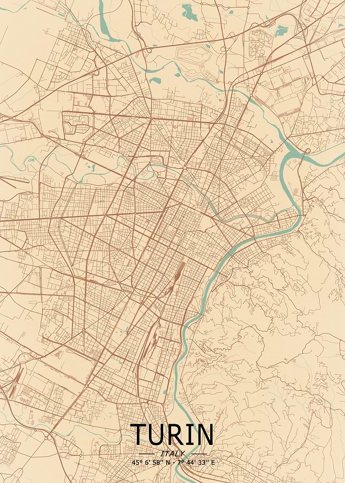 Turin Vintage Map