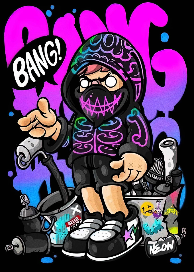 Graffiti Artist with Spray Paint Can