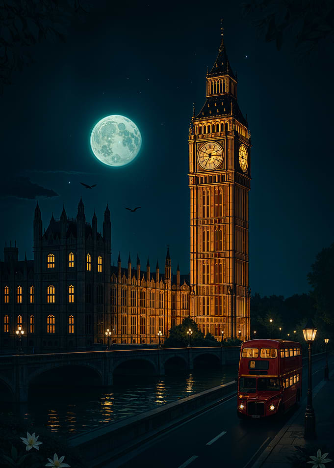 London at Night with Big Ben