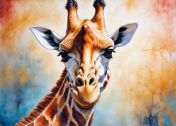 Giraffe Portrait with Abstract Background