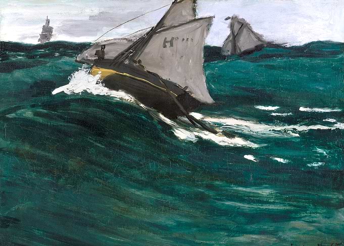 Rough Seas with Sailboats Painting by claude monet