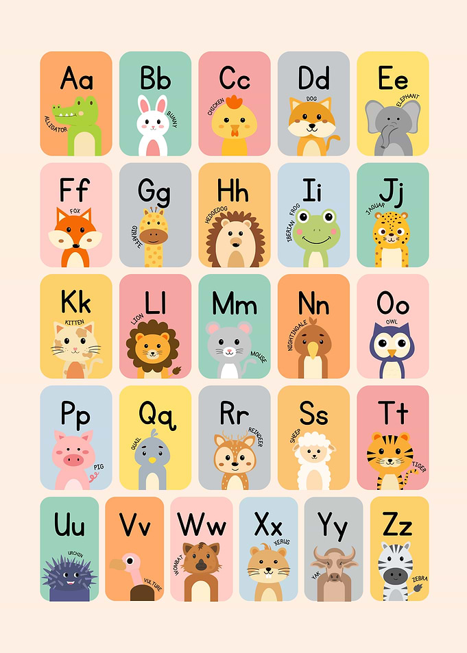 Animal Alphabet Chart for Kids