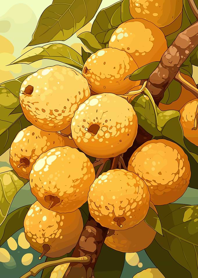 Loquat Tree with Ripe Fruits