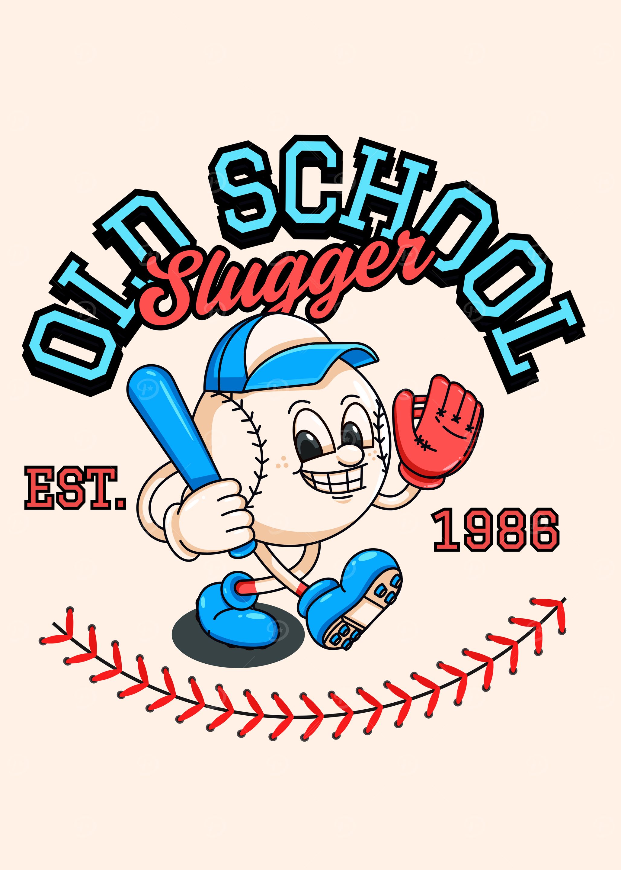 Old School Slugger Baseball Cartoon