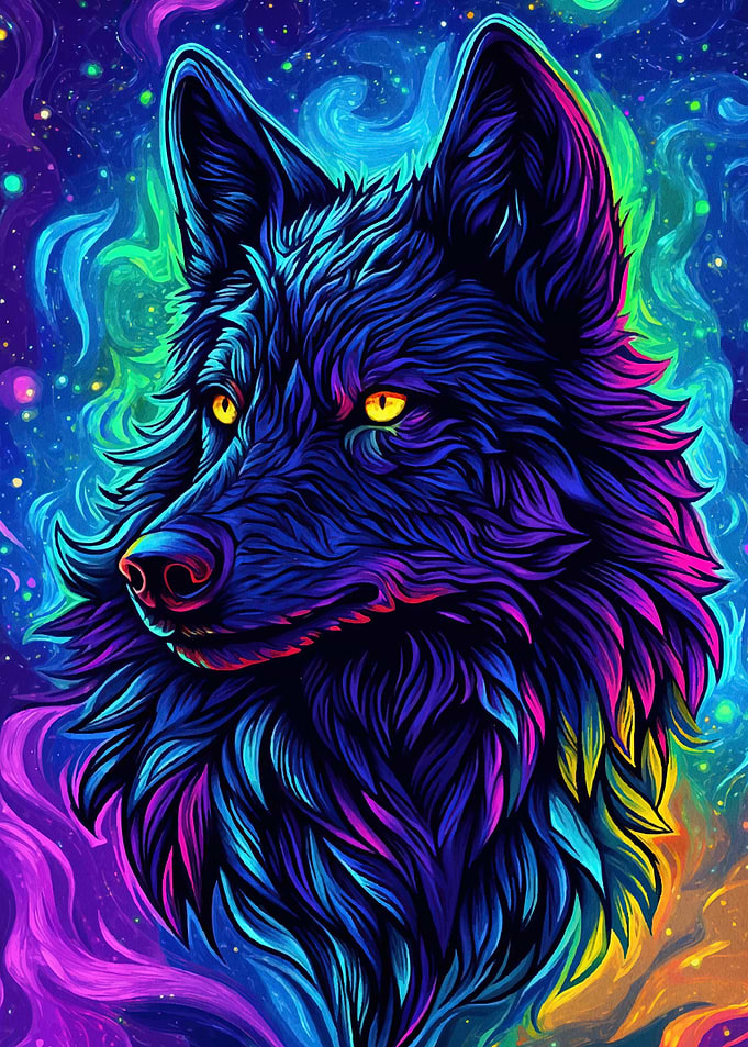 Neon Wolf Portrait