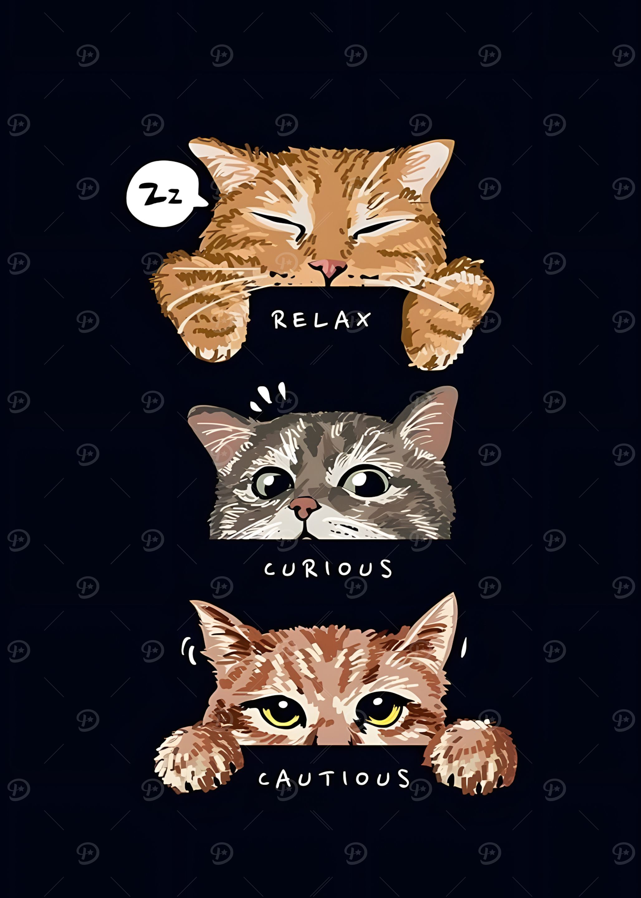 Cats with Emotions Illustration