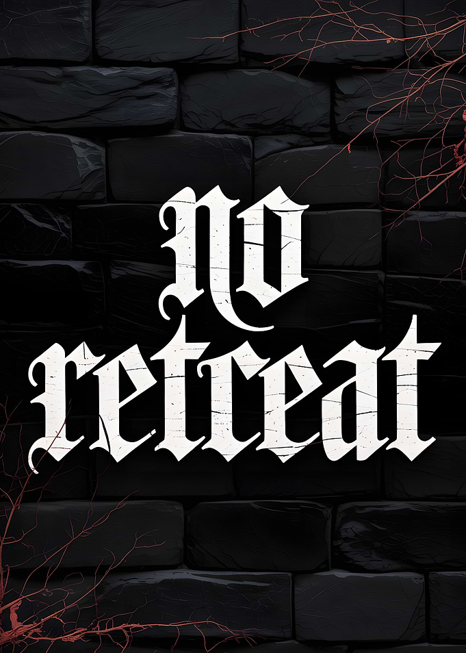 No Retreat Text on Brick Wall Motivational Poster