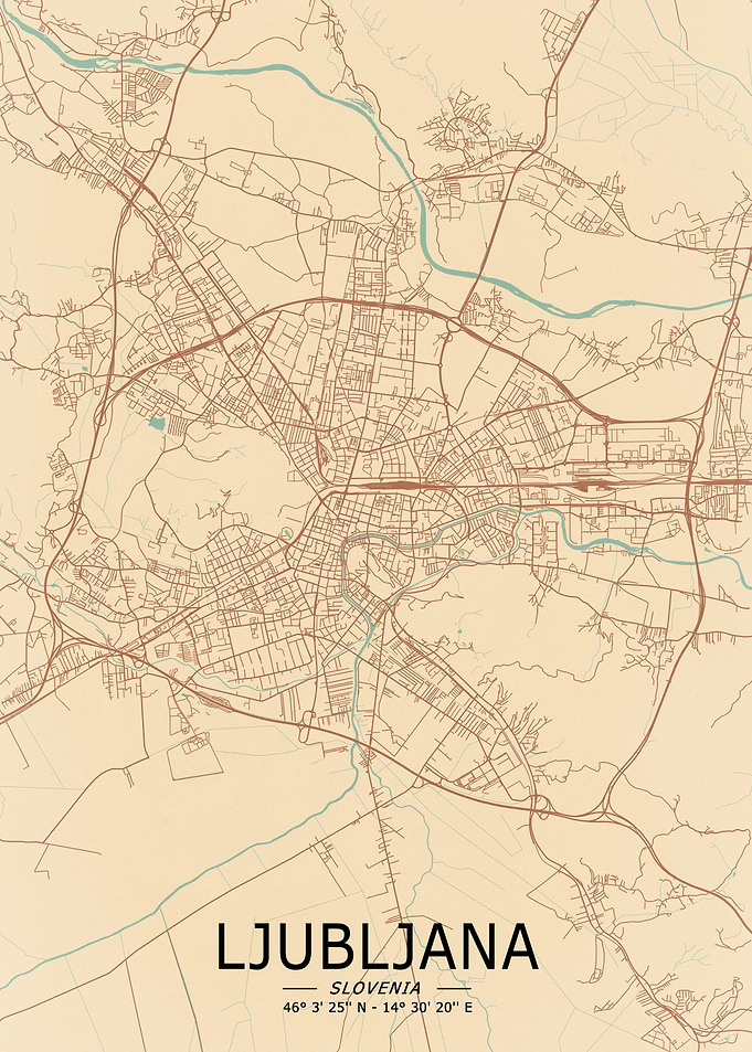 Ljubljana Vintage Map