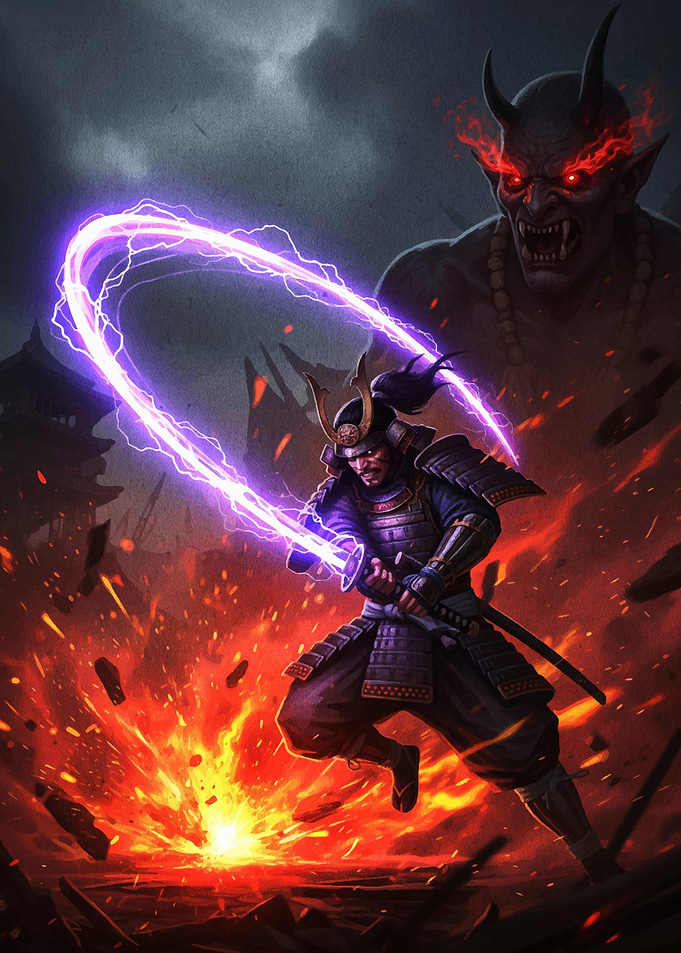 Samurai Warrior with Lightning Sword