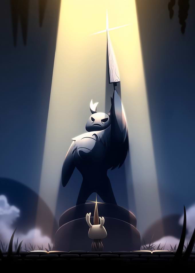 Hollow Knight Statue with The Knight