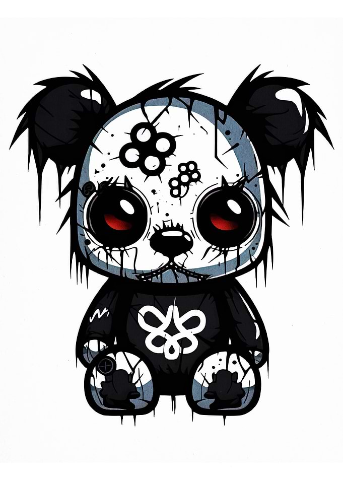 Creepy Cute Panda Bear Illustration