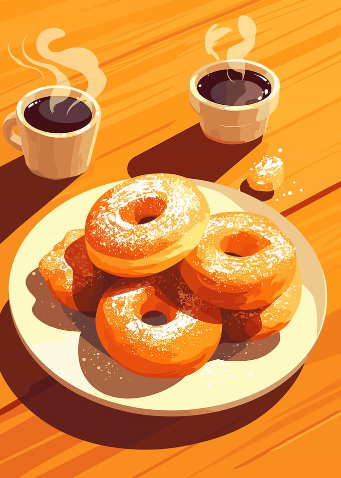Donuts and Coffee Still Life