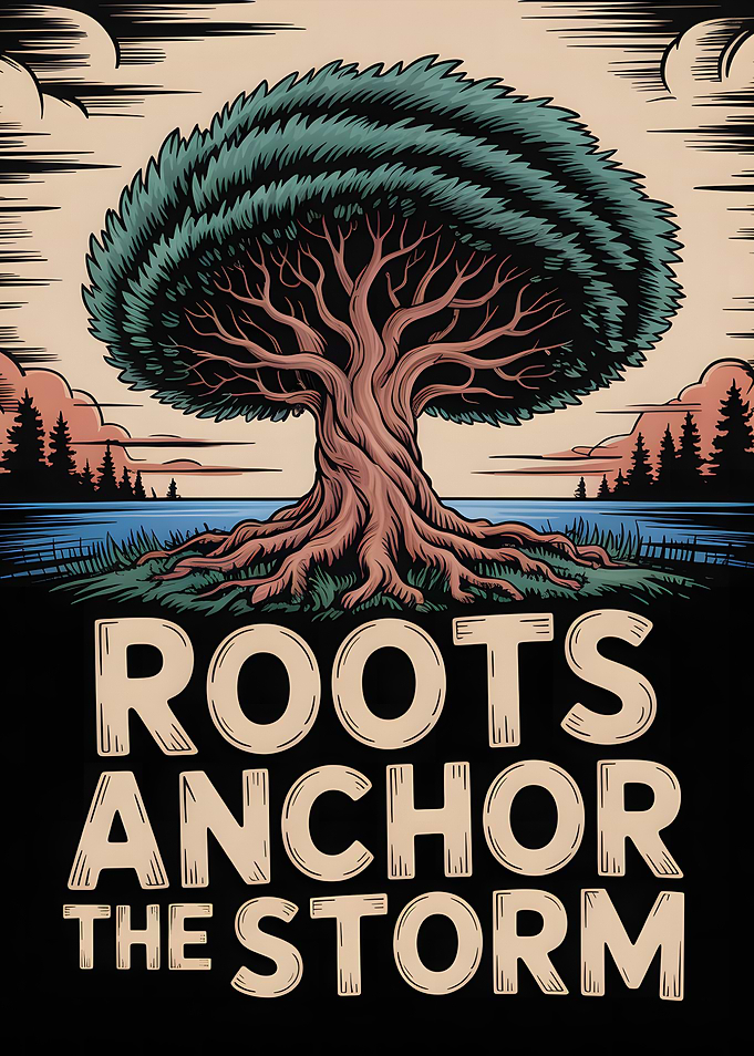 Roots Anchor the Storm Motivational Poster