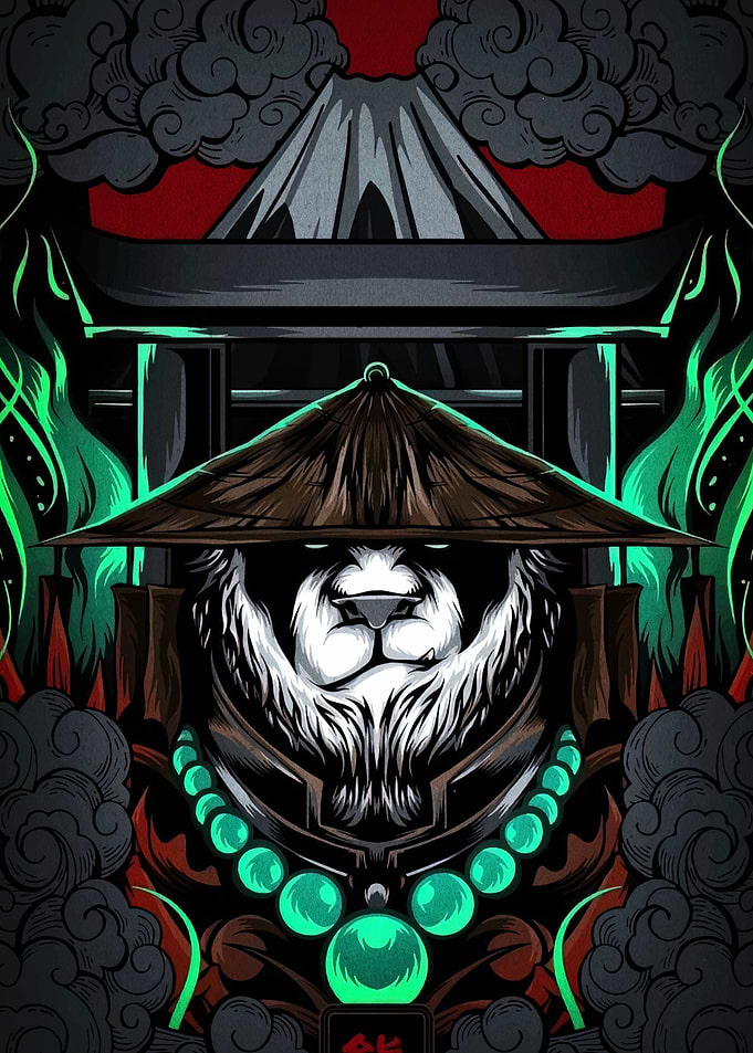 Panda Warrior with Asian Elements