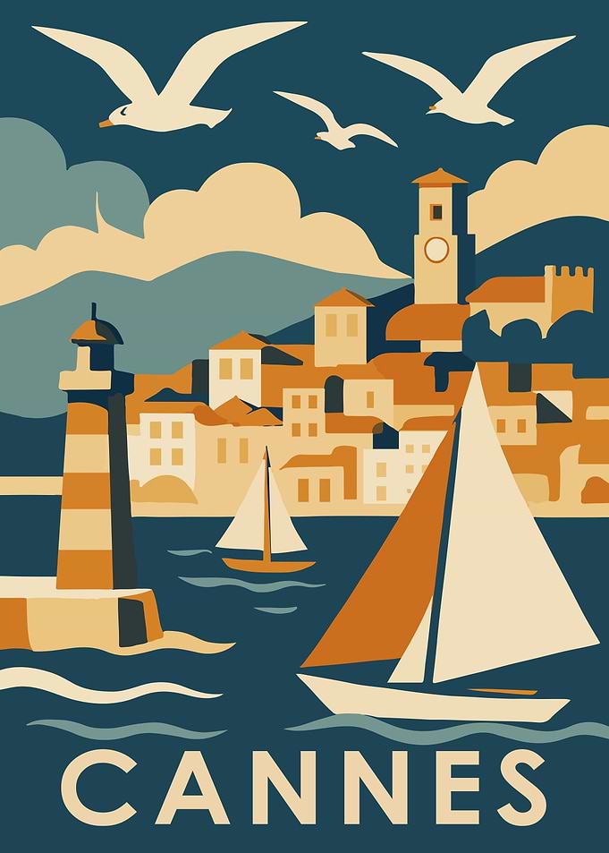 Cannes Travel Poster Art