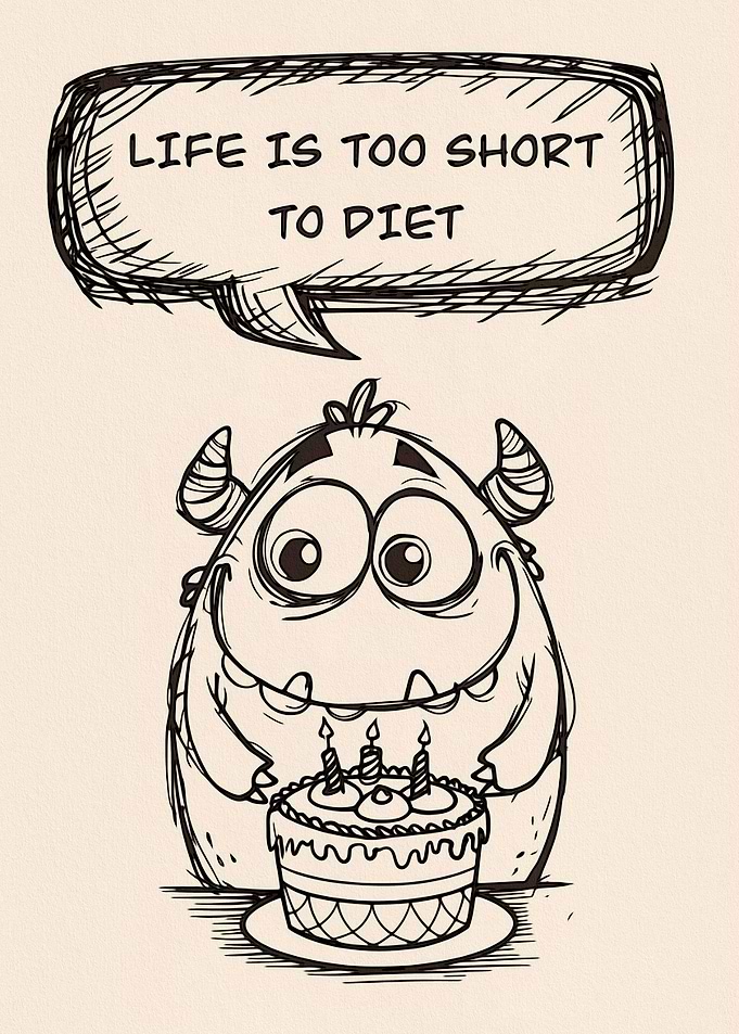 Life is Too Short to Diet - Cute Monster