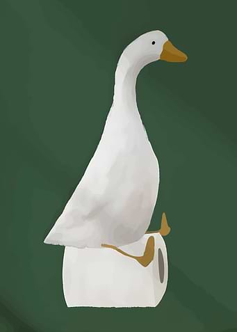 Goose on Toilet Paper Roll