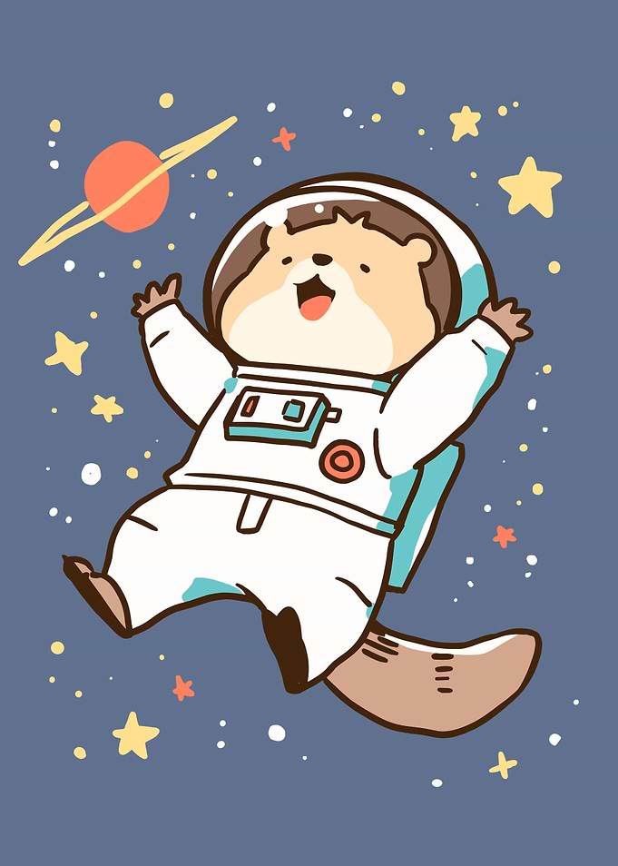 Cartoon Otter Astronaut in Space