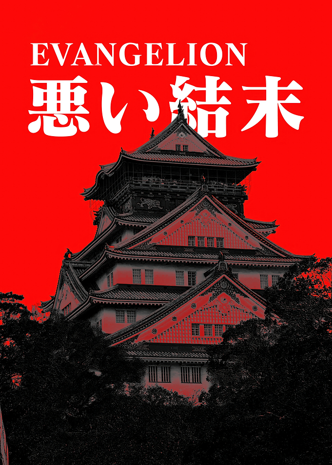 Japanese Castle Red Poster Concept