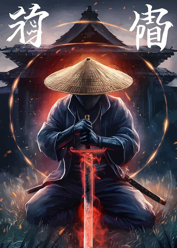 Samurai Warrior with Glowing Sword