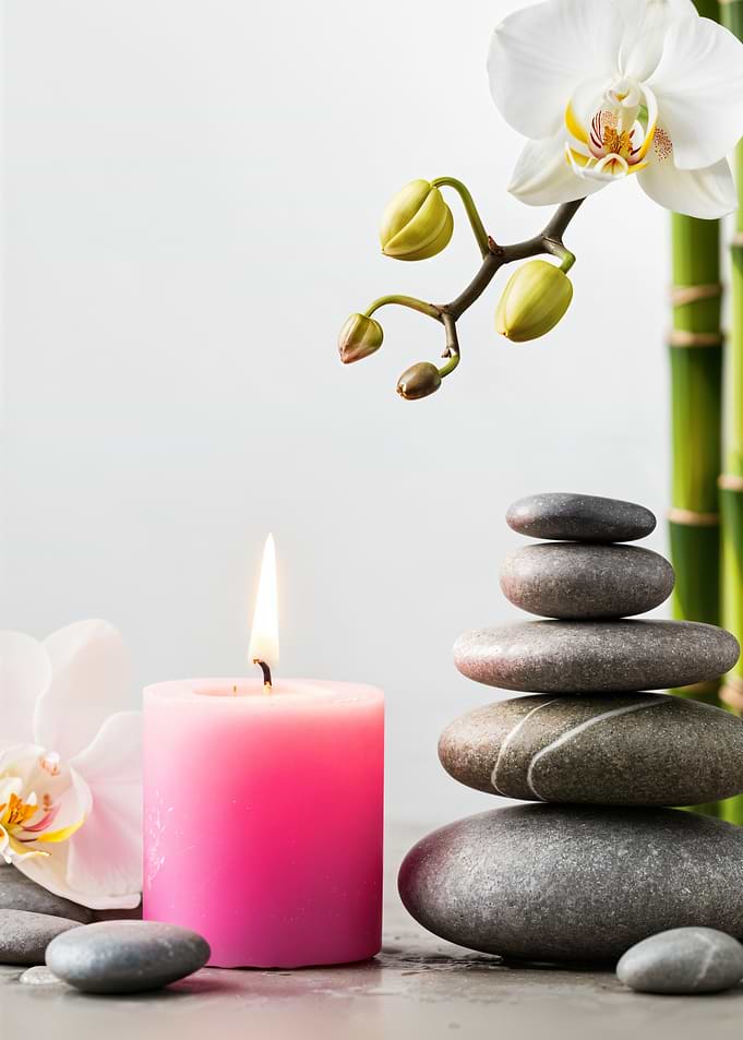Spa Still Life with Orchid and Candle