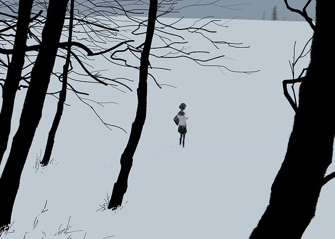 Girl in Winter Landscape
