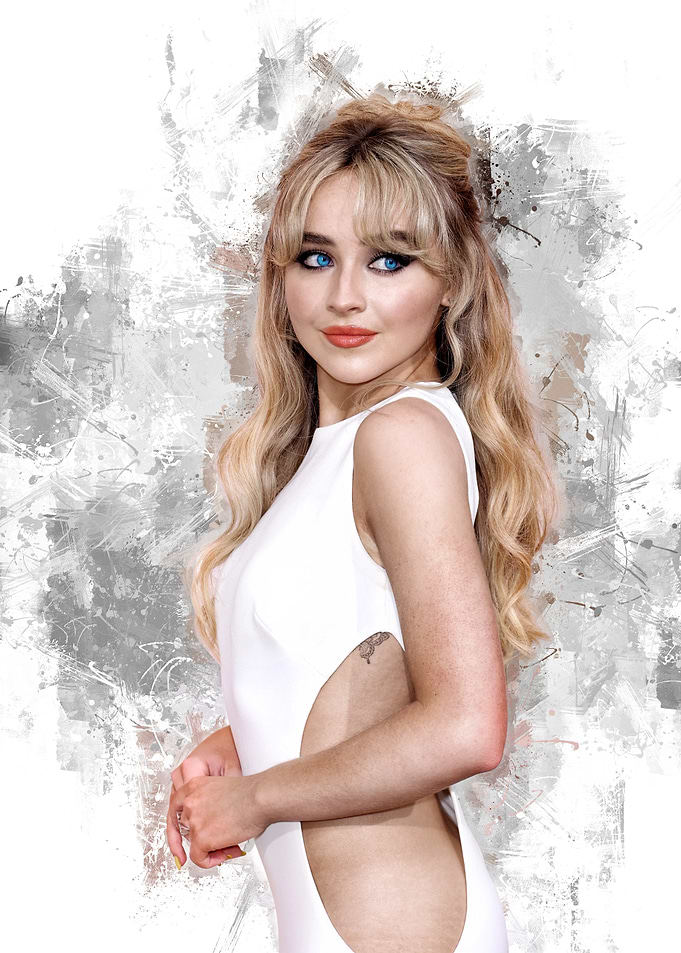 Sabrina Carpenter in White Dress Portrait